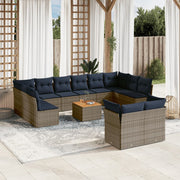 Loungeset 13-delig poly rattan grijs