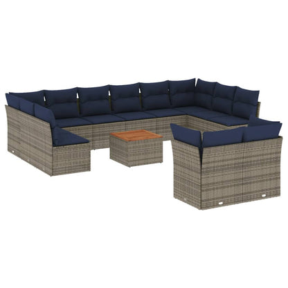 13-Delige Loungeset Met Kussens Poly Rattan