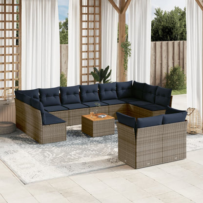 13-Delige Loungeset Met Kussens Poly Rattan