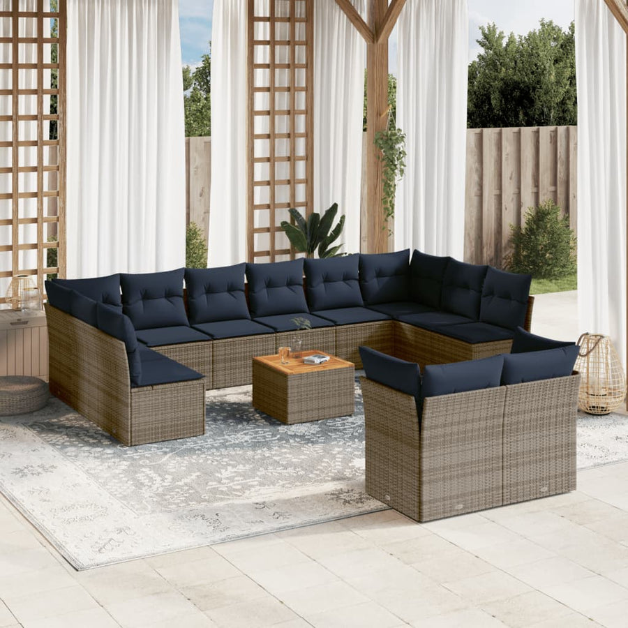 13-Delige Loungeset Met Kussens Poly Rattan