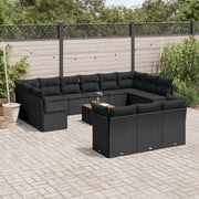 Loungeset 14-delig poly rattan zwart