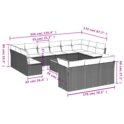 14-Delige Loungeset Met Kussens Poly Rattan Beige