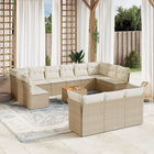 14-piece Lounge Set with Cushions Poly Rattan Beige