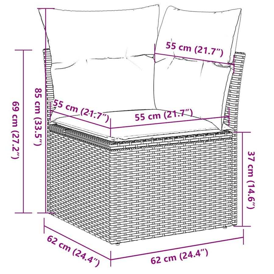 14-Delige Loungeset Met Kussens Poly Rattan