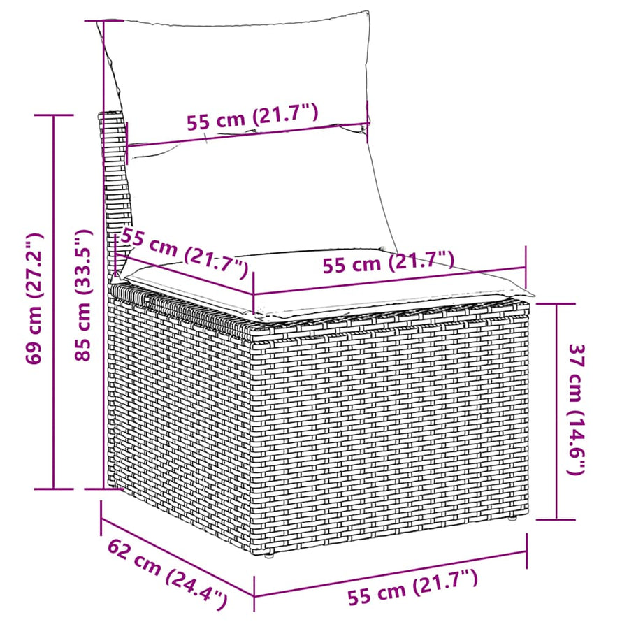 14-Delige Loungeset Met Kussens Poly Rattan