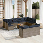 Loungeset poly rattan grijs 14-delig