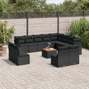 Loungeset 13-delig poly rattan zwart