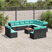 Loungeset 13-delig poly rattan zwart