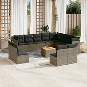 Loungeset 13-delig poly rattan grijs