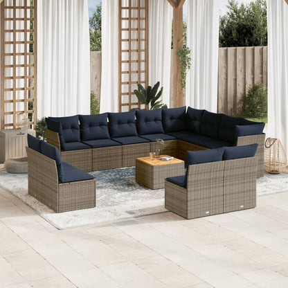 13-Delige Loungeset Met Kussens Poly Rattan