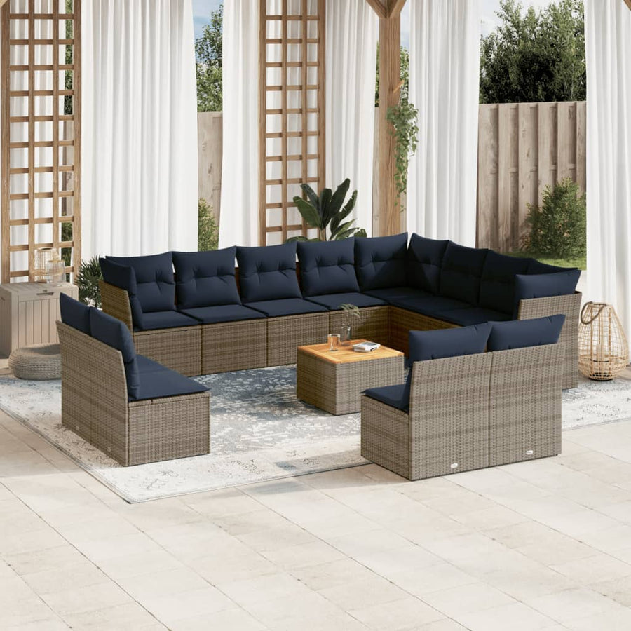 13-Delige Loungeset Met Kussens Poly Rattan