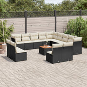 Loungeset 14-delig poly rattan zwart