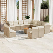 Loungeset 14-delig poly rattan beige