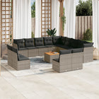 14-piece Lounge Set with Cushions poly rattan grey