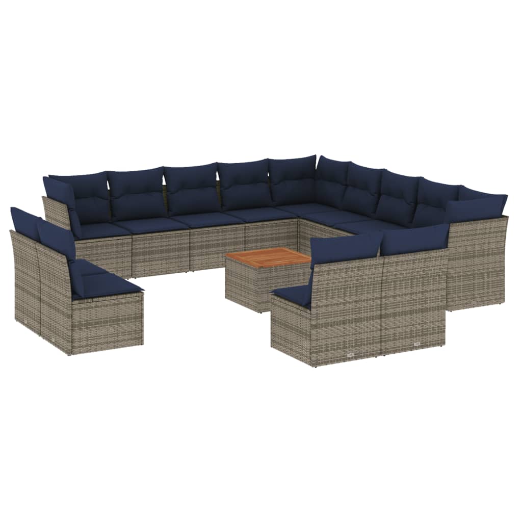 14-Delige Loungeset Met Kussens Poly Rattan