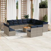 Loungeset 14-delig poly rattan grijs