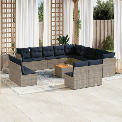 14-Delige Loungeset Met Kussens Poly Rattan