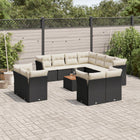 12-piece lounge set with cushions poly rattan black