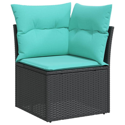 12-delige Loungeset met kussens poly rattan zwart