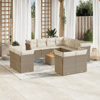 12-piece lounge set with cushions poly rattan beige