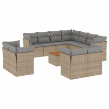 12-Delige Loungeset Met Kussens Poly Rattan Gemengd Beige