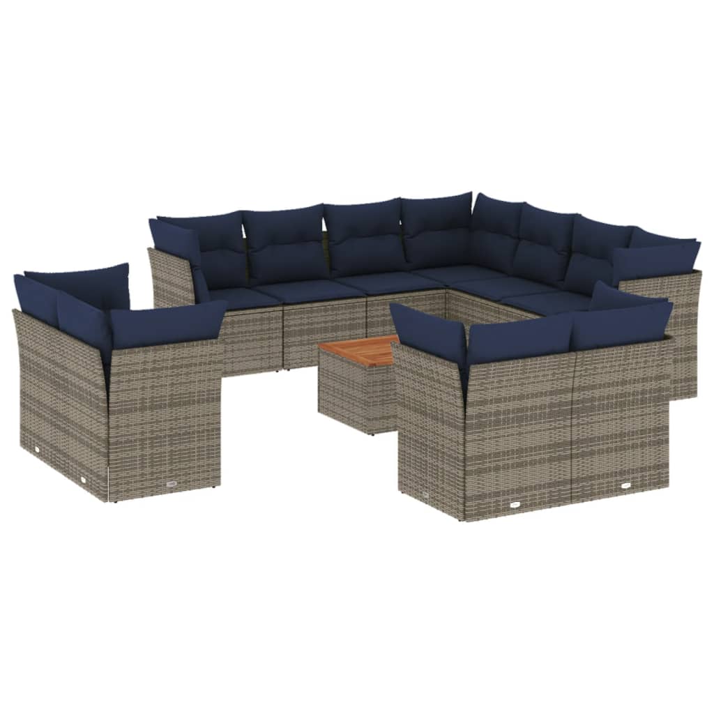 12-Delige Loungeset Met Kussens Poly Rattan