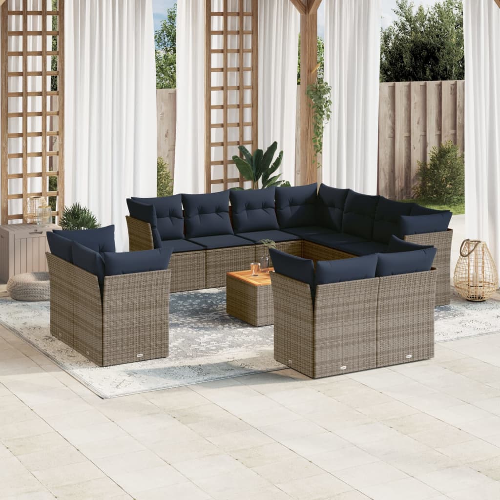 12-Delige Loungeset Met Kussens Poly Rattan