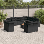 Loungeset 13-delig poly rattan zwart