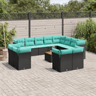 Loungeset 13-delig poly rattan zwart