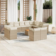 Loungeset poly rattan 13-delig beige