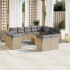 13-Delige Loungeset Met Kussens Poly Rattan Gemengd Beige