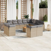Loungeset 13-delig poly rattan gemengd beige