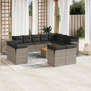 Loungeset 13-delig poly rattan grijs