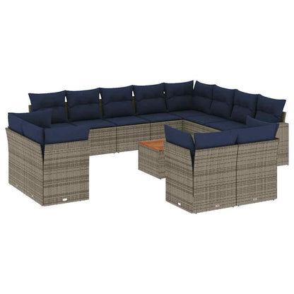 13-Delige Loungeset Met Kussens Poly Rattan