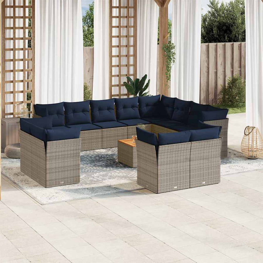 13-Delige Loungeset Met Kussens Poly Rattan