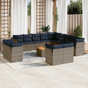 Loungeset 14-delig poly rattan grijs
