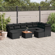 Loungeset 10-delig poly rattan zwart