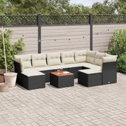 Loungeset 10-delig poly rattan zwart