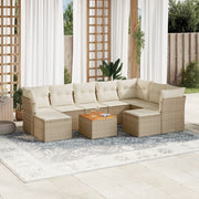 Loungeset 10-delig poly rattan beige