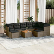Loungeset 10-delig poly rattan grijs