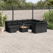 Loungeset 11-delig poly rattan zwart