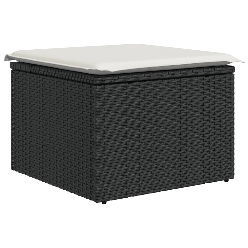 11-Delige Loungeset Met Kussens Poly Rattan Zwart