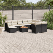 Loungeset 11-delig poly rattan zwart