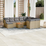 Loungeset 11-delig poly rattan gemengd beige