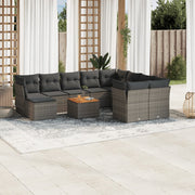 Loungeset 11-delig poly rattan grijs