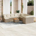 12-piece lounge set with cushions poly rattan beige