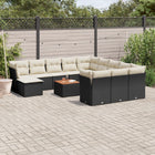 13-Delige Loungeset Met Kussens Poly Rattan Zwart