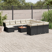 Loungeset poly rattan 13-delig zwart