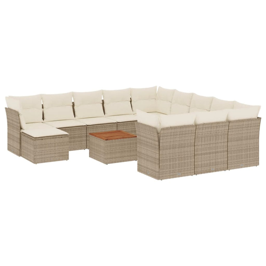 13-Delige Loungeset Met Kussens Poly Rattan Beige