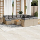 13-Delige Loungeset Met Kussens Poly Rattan Gemengd Beige